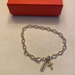 James Avery SS medium twist bracelet with 14k flared cross